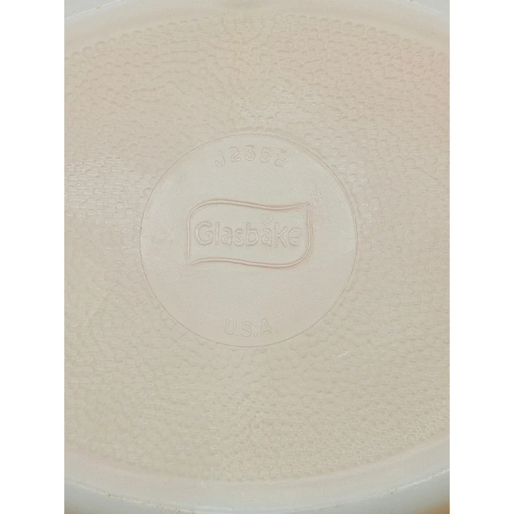 Vintage Glasbake Red Ombre Milk Glass Divided Serving Dish Oval MCM 1.5 Qt USA